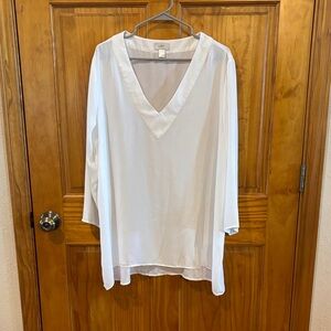 LOFT White V-Neck Tunic Top